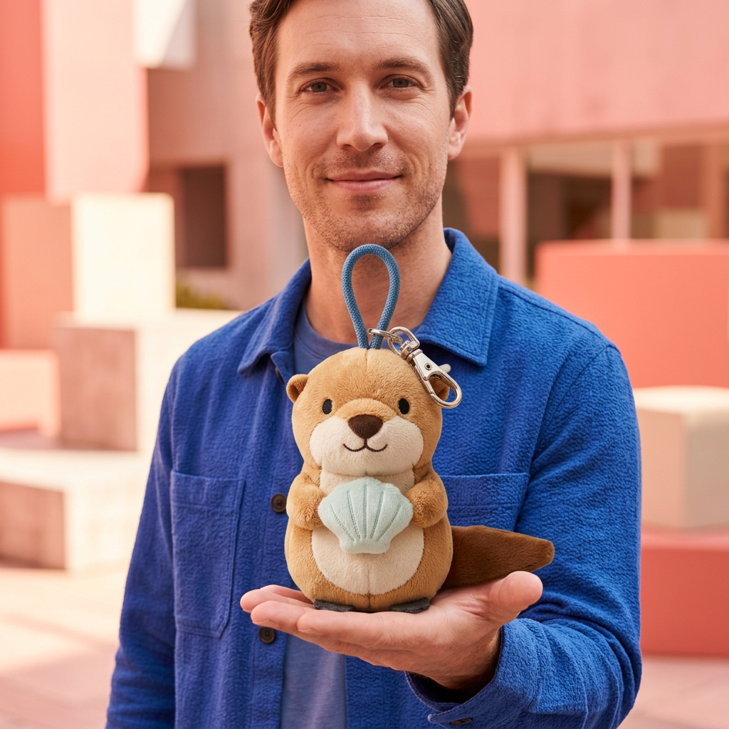 Male model presenting Sea Salt Otter in open palm with original blue braided loop and silver clasp