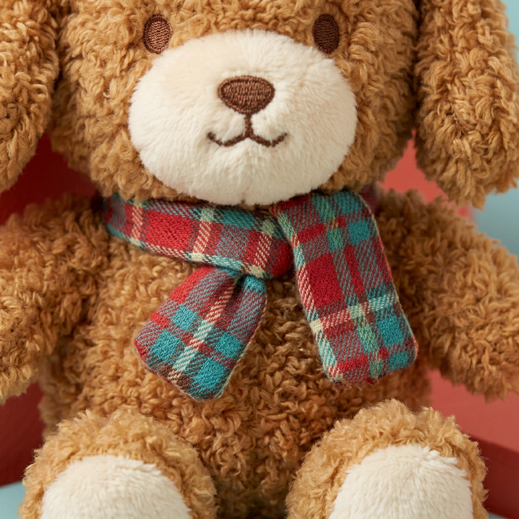 Puppy plaid scarf detail