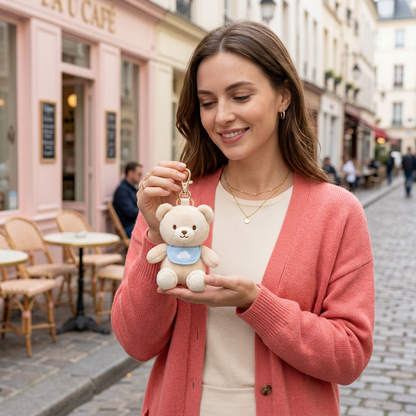 Adult female model holding Cloud Cuddle Bear