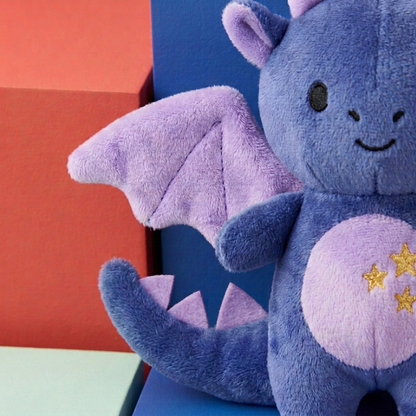 Midnight Dragon lavender wing stitching and three tail spines detail