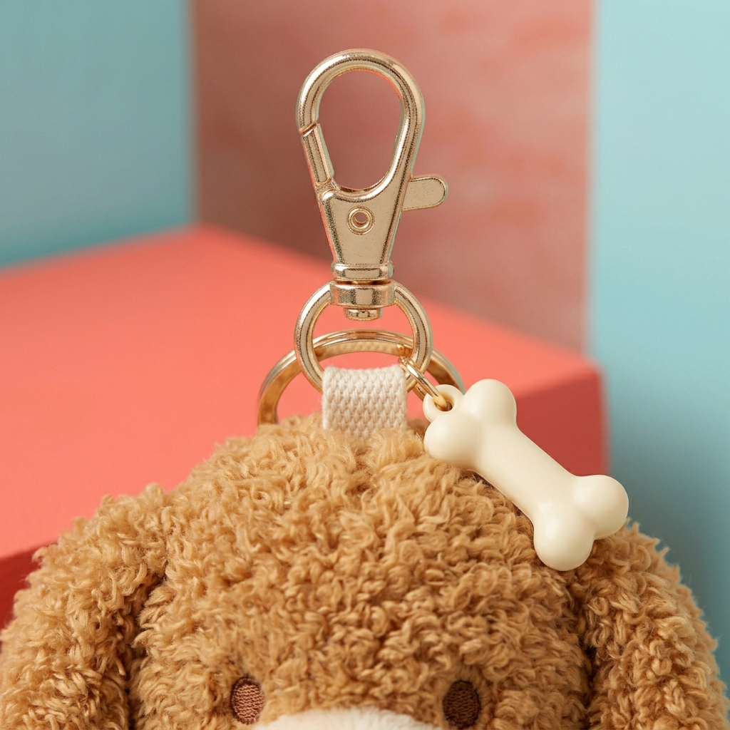 Puppy clip and bone pendant detail