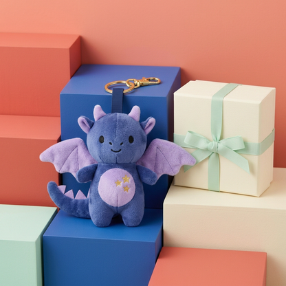 Midnight Dragon with three gold belly stars beside ivory gift box