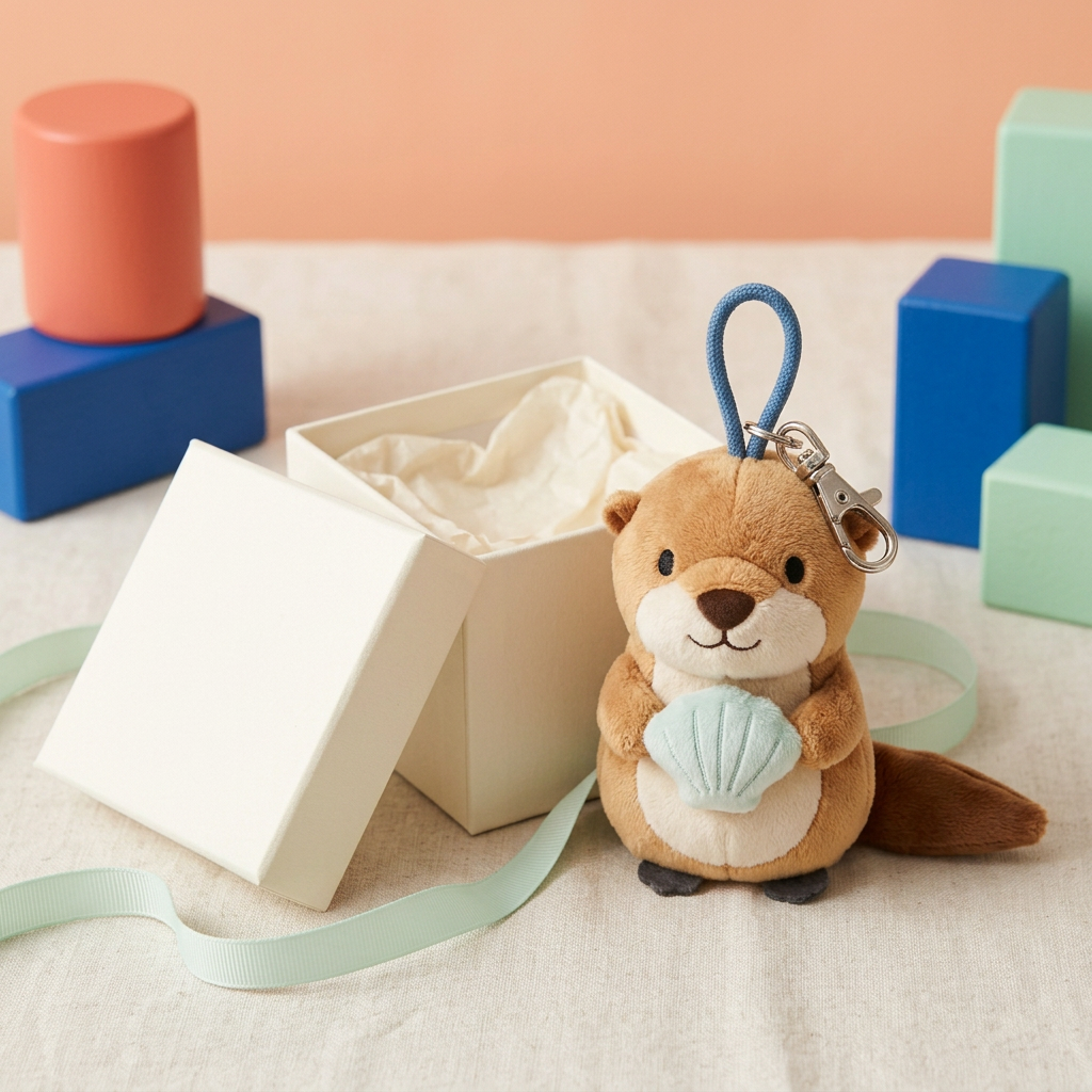 Sea Salt Otter beside open unbranded ivory gift box and mint ribbon