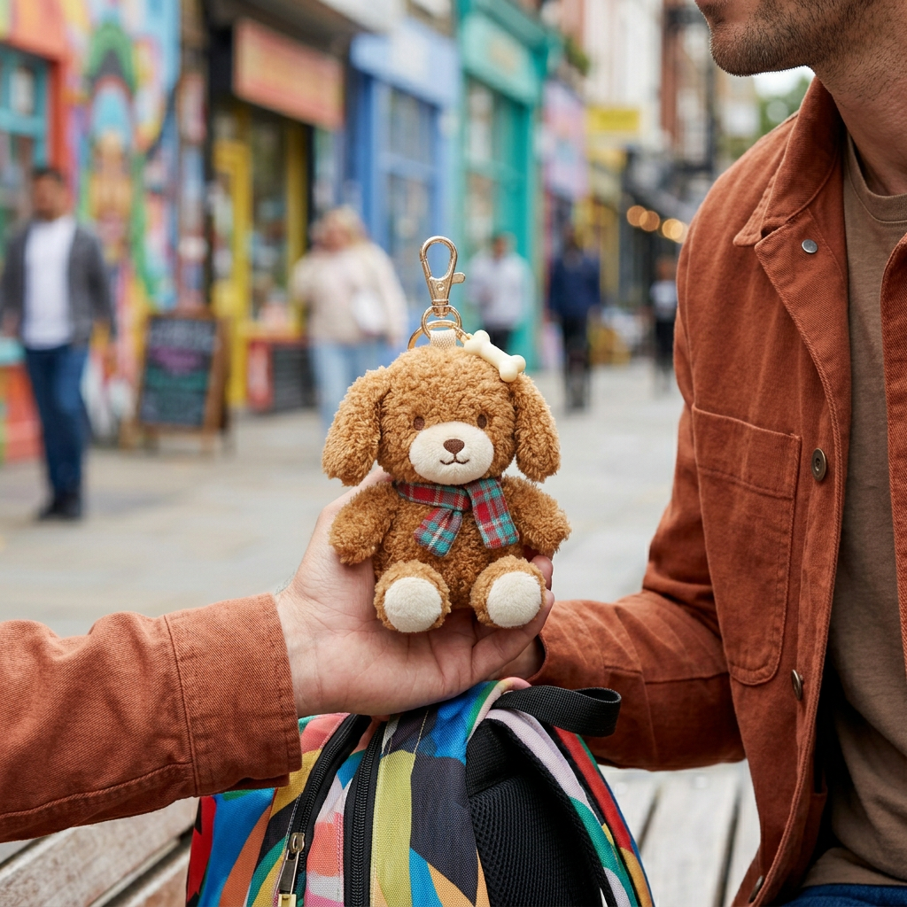Adult man holding Caramel Pup