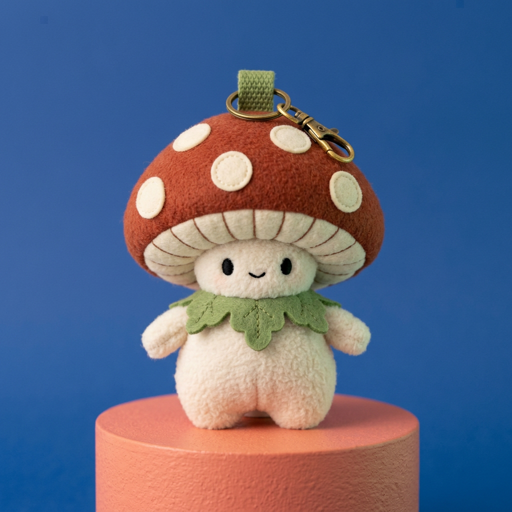 Mossy Mushroom Sprite on coral pedestal against cobalt blue backdrop